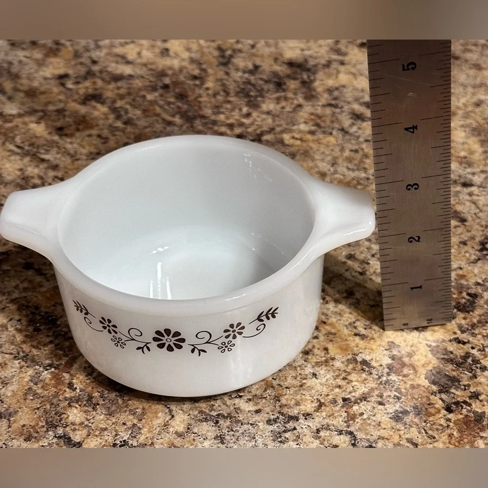 Vintage Corning Ware Spring Blossom Brown Daisy Covered Soup Bowls Set